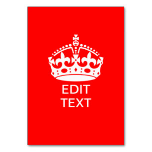 Add Your Text KEEP CALM CROWN on Red Customize it! Table Number