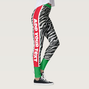Add your text l Animal print l Black Red Green Leggings