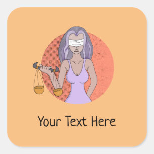 Add Your Text Libra and the Lady of Justice Square Sticker