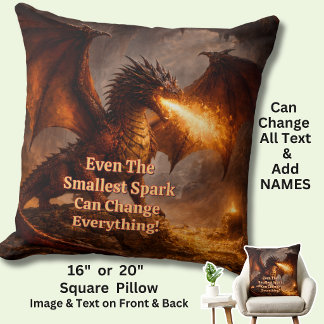 Add Your Text Name Fire Dragon In His Lair Throw Pillow