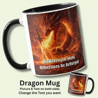 Add Your Text Name Fire Dragon with Sword Reforged Mug