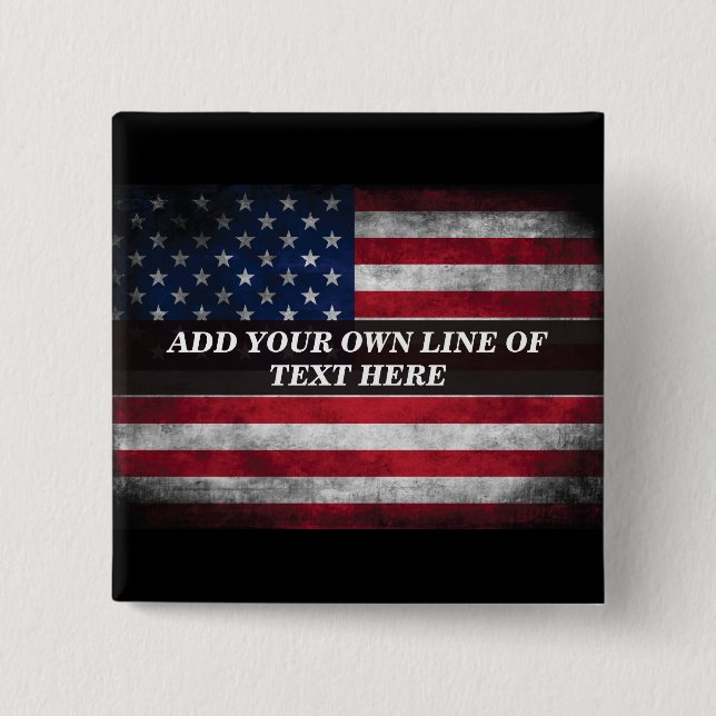 Add your text on American flag 2 Inch Square Button (Front)