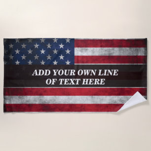 Add your text on American flag  Beach Towel