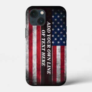 Add your text on American flag iPhone 13 Mini Case