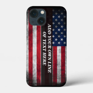 Add your text on American flag iPhone 13 Mini Case