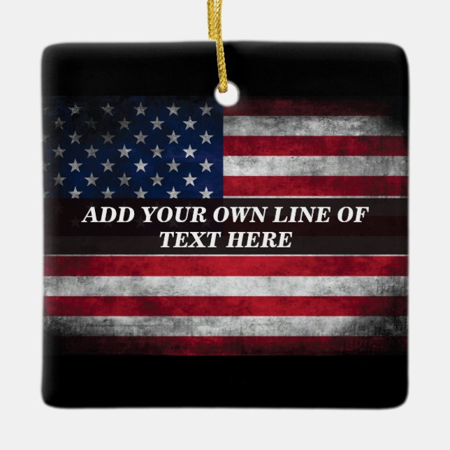 Add your text on American flag  Ceramic Ornament (Front)