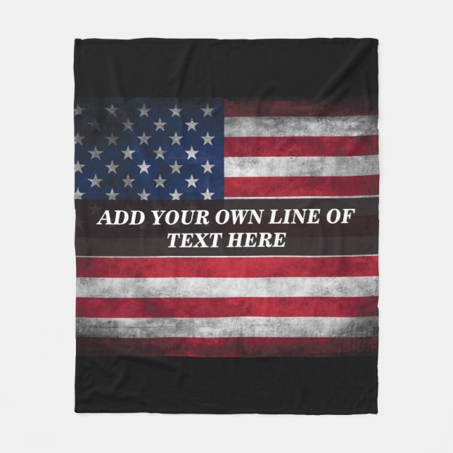 Add your text on American flag  Fleece Blanket (Front)