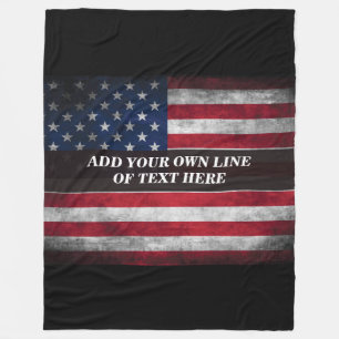 Add your text on American flag  Fleece Blanket