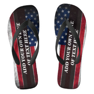 Add your text on American flag  Flip Flops