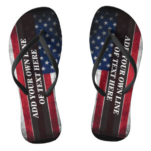 Add your text on American flag Flip Flops