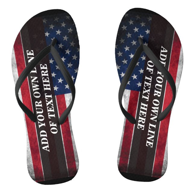 Add your text on American flag  Flip Flops (Footbed)