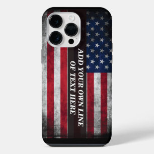 Add your text on American flag  iPhone 14 Pro Max Case