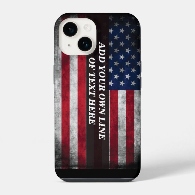 Add your text on American flag  iPhone Case (Back)