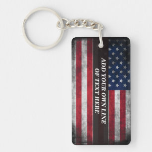 Add your text on American flag  Keychain