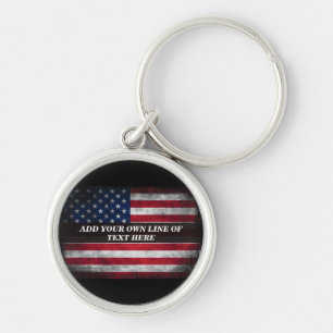 Add your text on American flag Keychain