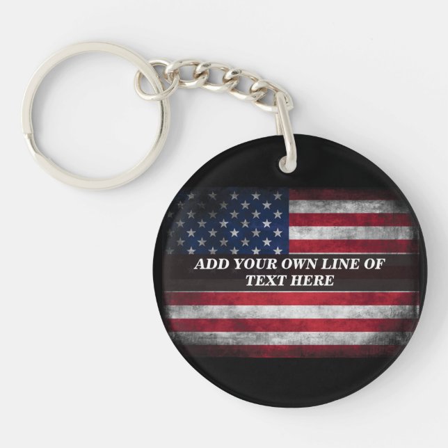 Add your text on American flag  Keychain (Front)