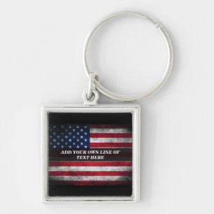 Add your text on American flag Keychain