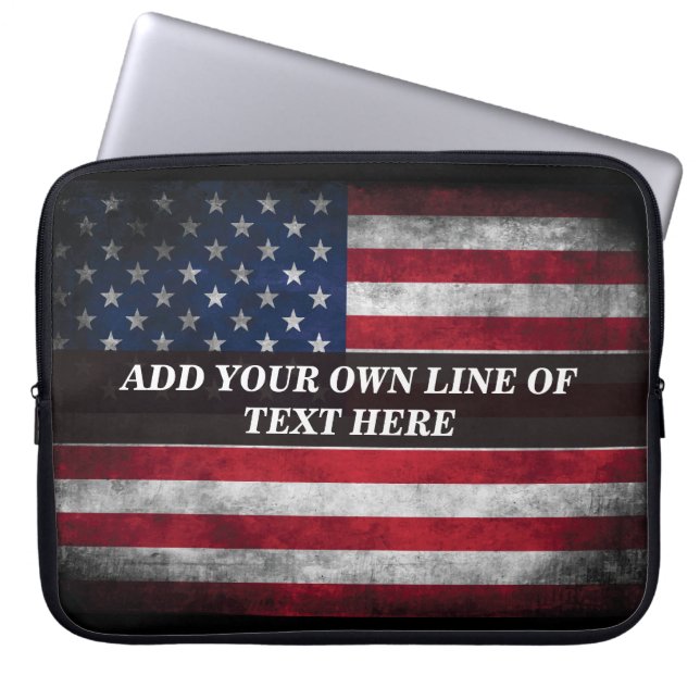 Add your text on American flag  Laptop Sleeve (Front)