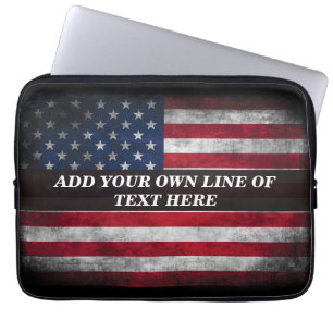 Add your text on American flag  Laptop Sleeve