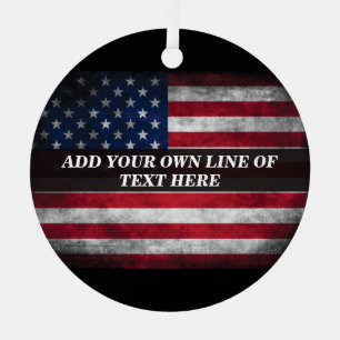 Add your text on American flag  Metal Ornament