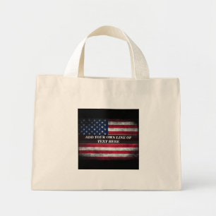 Add your text on American flag Mini Tote Bag