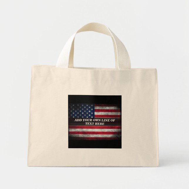 Add your text on American flag  Mini Tote Bag (Front)