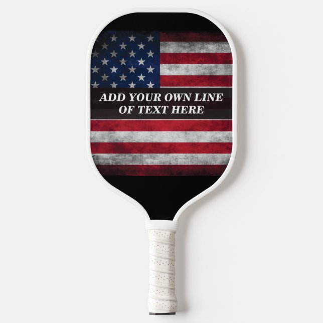 Add your text on American flag  Pickleball Paddle (Front)