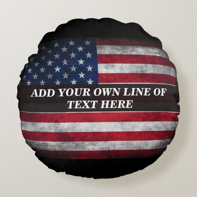 Add your text on American flag  Round Pillow (Front)