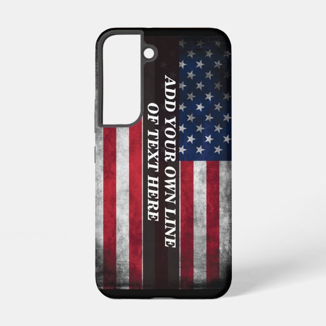Add your text on American flag  Samsung Galaxy S22 Case (Back)