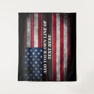 Add your text on American flag Tapestry