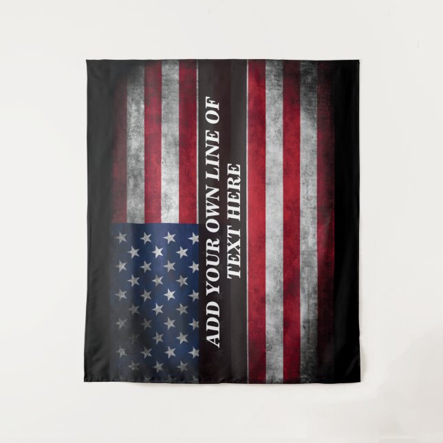 Add your text on American flag  Tapestry (Front)