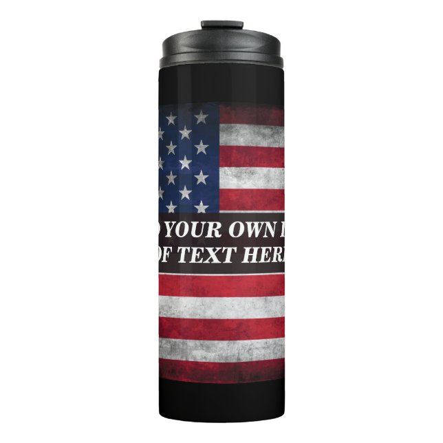 Add your text on American flag  Thermal Tumbler (Front)