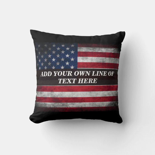 Add your text on American flag  Throw Pillow (Front)