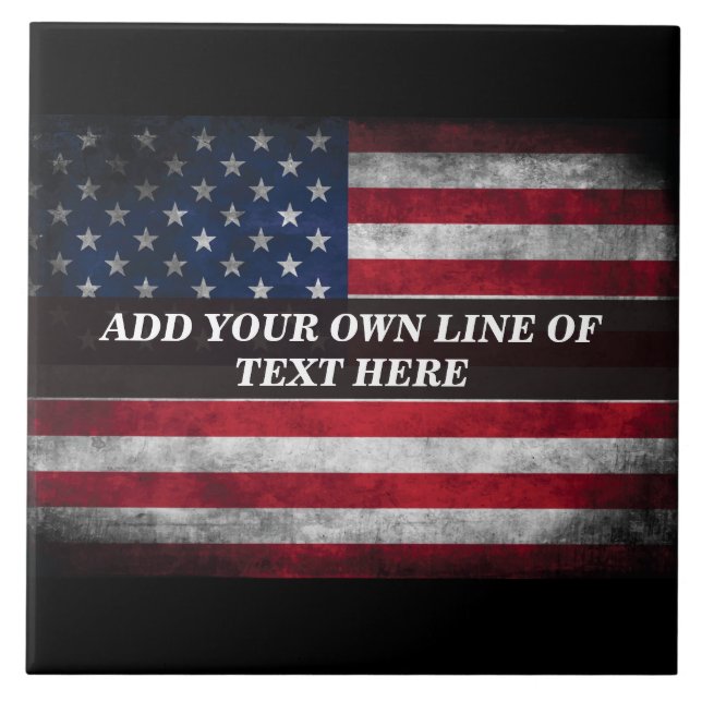Add your text on American flag  Tile (Front)