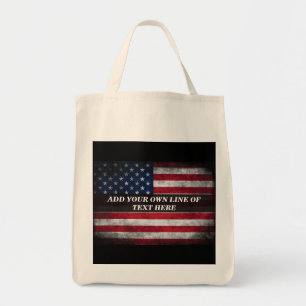 Add your text on American flag  Tote Bag