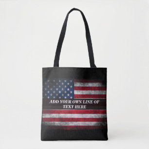 Add your text on American flag Tote Bag