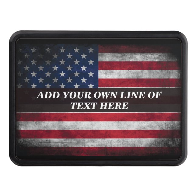 Add your text on American flag Trailer Hitch Cover (Front)
