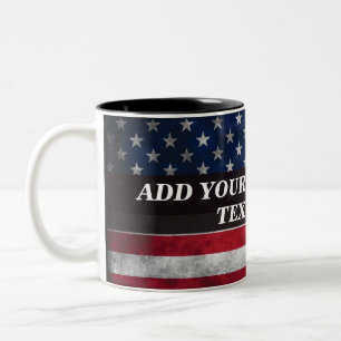 Add your text on American flag  Two-Tone Coffee Mug