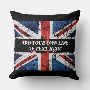 Add your text on English flag Throw Pillow