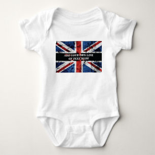 Add your text on English flag Throw Pillow Baby Bodysuit