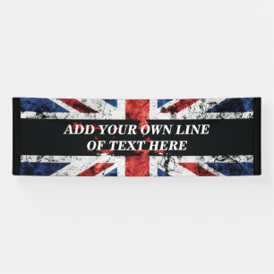 Add your text on English flag Throw Pillow Banner