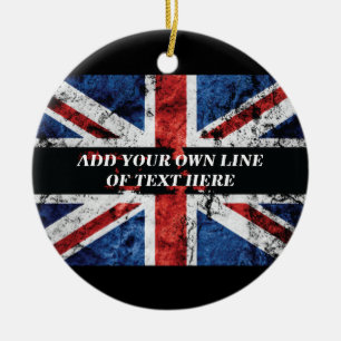 Add your text on English flag Throw Pillow Ceramic Ornament
