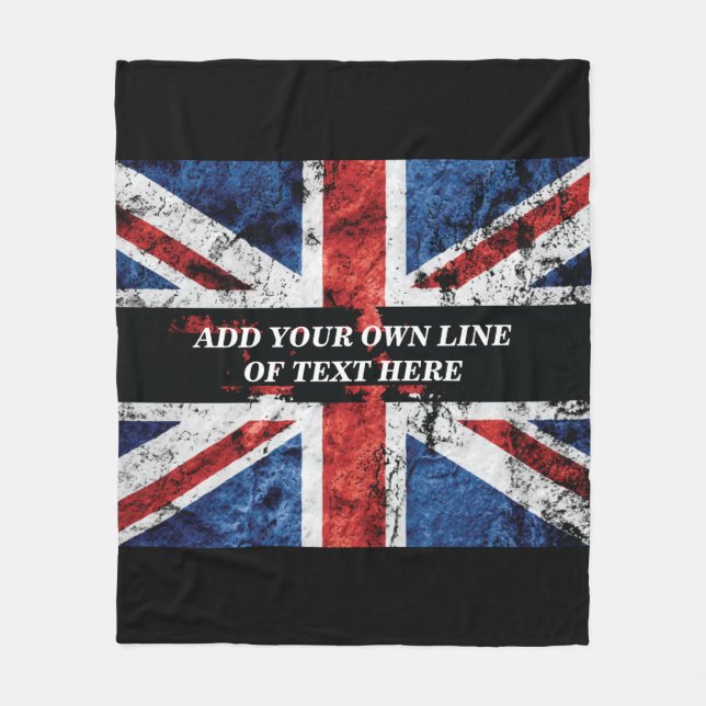 Add your text on English flag Throw Pillow Fleece Blanket (Front)