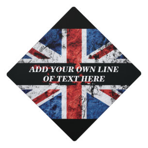 Add your text on English flag Throw Pillow Graduation Cap Topper