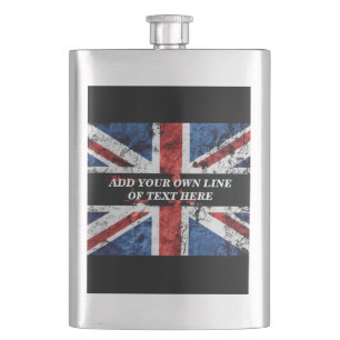 Add your text on English flag Throw Pillow Hip Flask