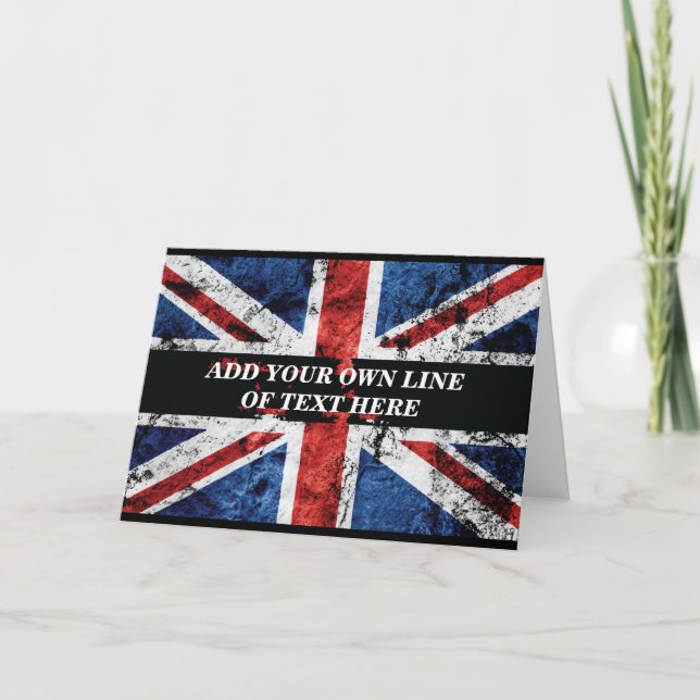 Add your text on English flag Throw Pillow Holiday Card (Front)