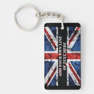 Add your text on English flag Throw Pillow Keychain