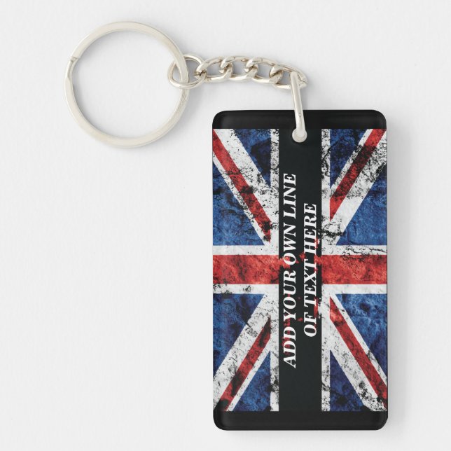 Add your text on English flag Throw Pillow Keychain (Front)