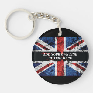 Add your text on English flag Throw Pillow Keychain