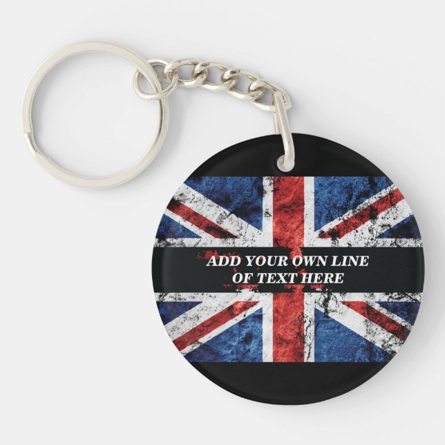 Add your text on English flag Throw Pillow Keychain (Front)